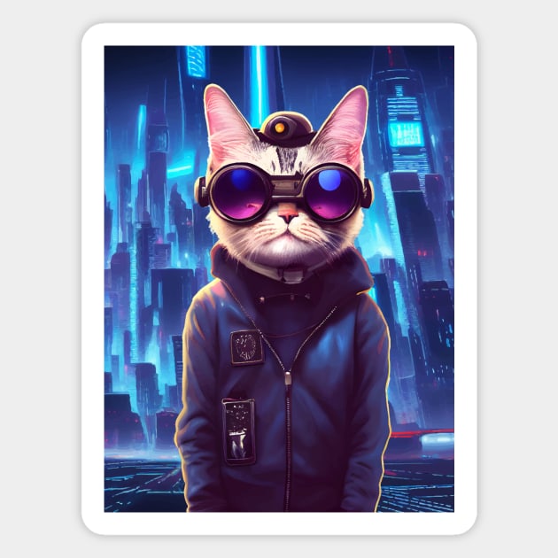 Cool Japanese Techno Cat In Japan Neon City Magnet by star trek fanart and more